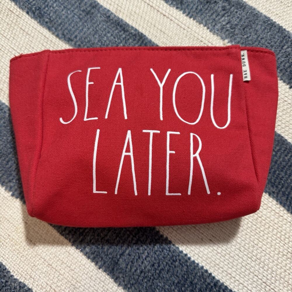 Red Rae Dunn Cosmetic bag Sea You Later.